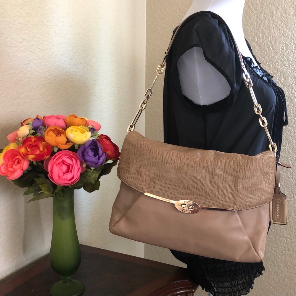Coach Madison Metallic Lizard Flap Bag